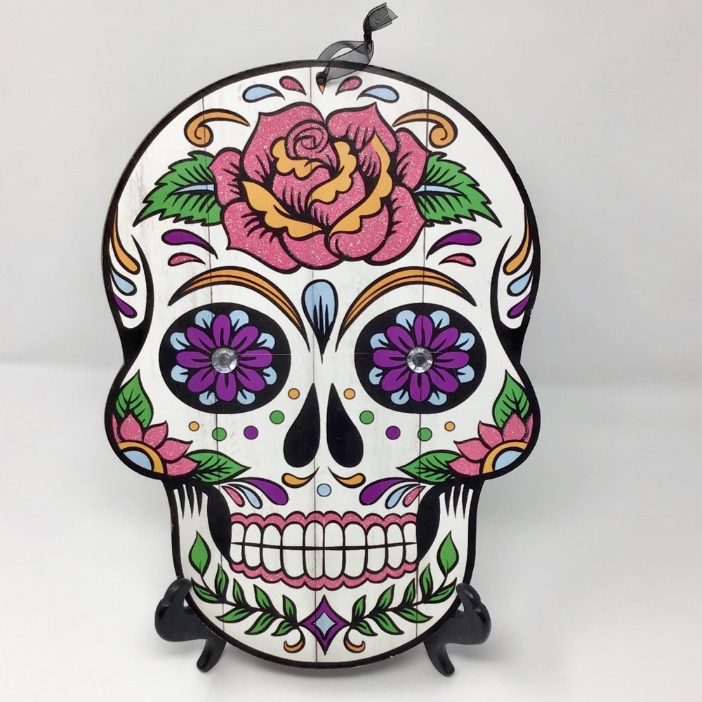 Sugar Skull Day of the Dead Wooden Hanging Sign